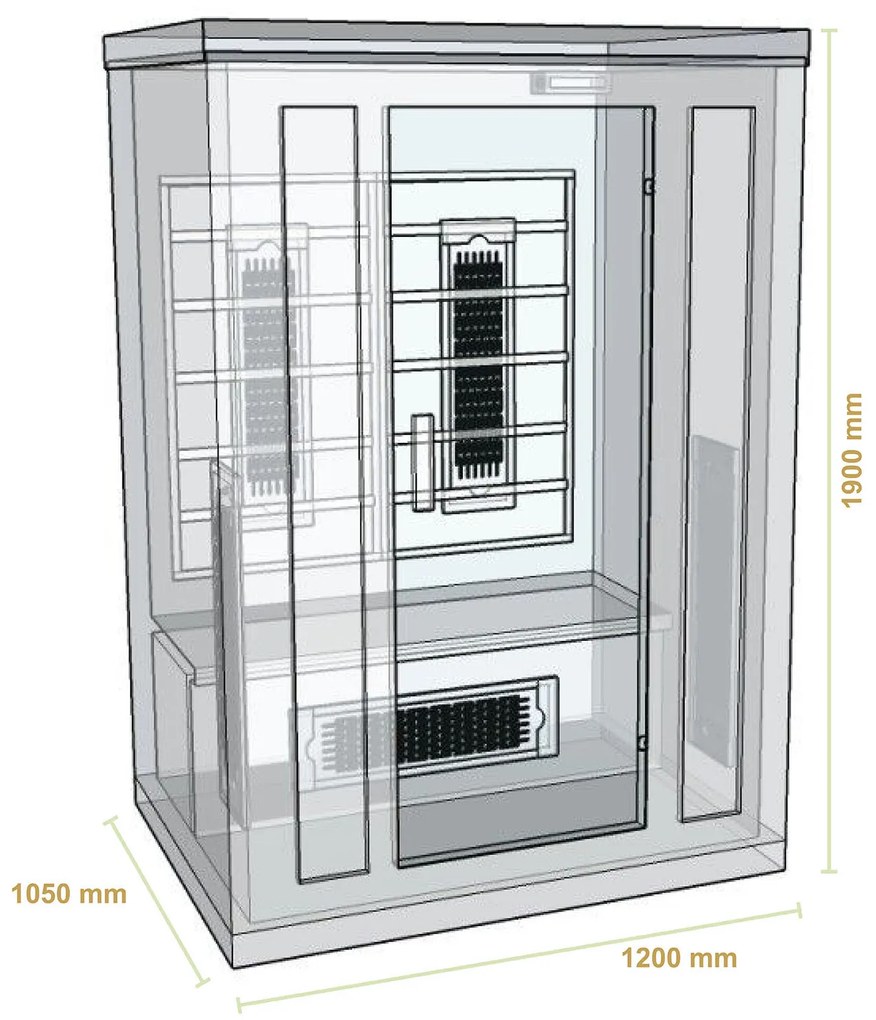 Infračervená sauna/tepelná kabína Nyborg S120V s plným spektrom, panelovým radiátorom a drevom Hemlock