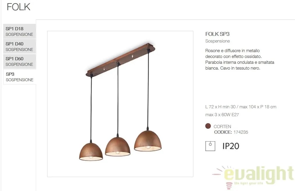 Lustra design deosebit cu efect de metal oxidat FOLK SP3 174235