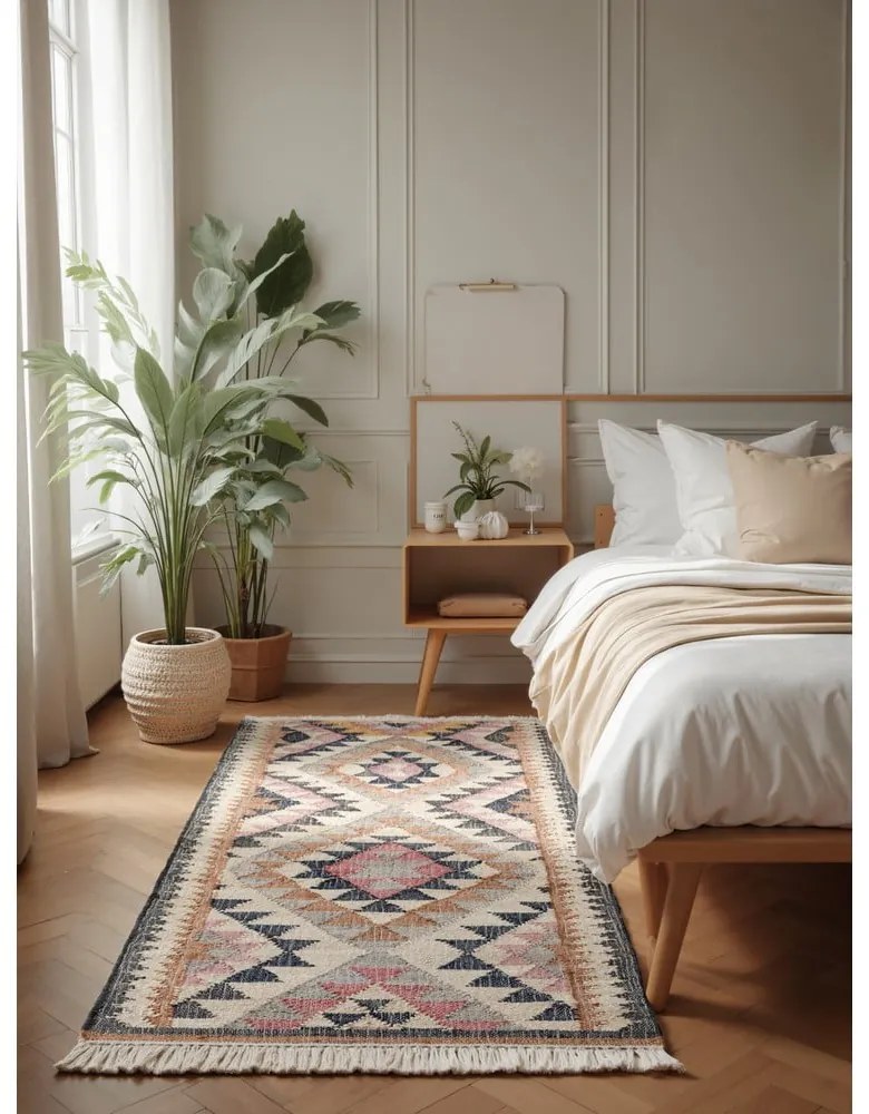 Covor tip traversă gri țesut manual din iută 80x200 cm Roya Parsa – Elle Decoration