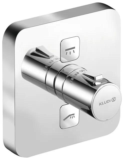 Baterie duș, Kludi, Push, termostatată, pentru 2 consumatori, crom, 389110538