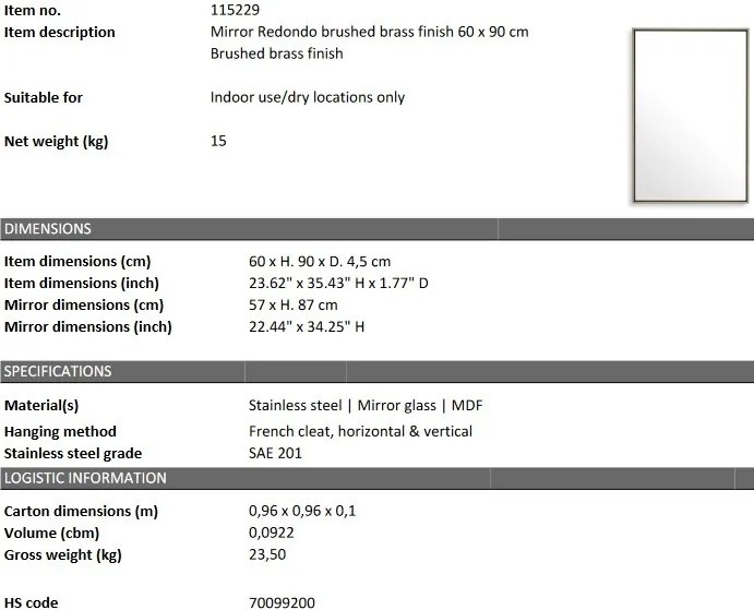 Oglinda design LUX Redondo, alama periata 60x90cm 115229 HZ