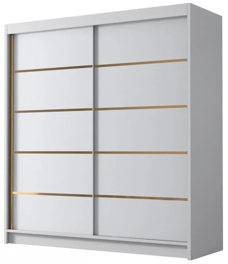 Dulap de haine cu uși culisante Bratoke IV 180 (Alb + auriu) . Promo -17%. 1105692