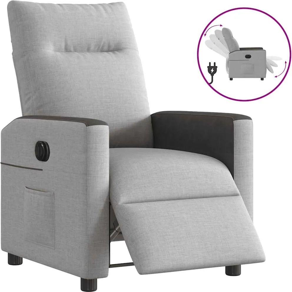 vidaXL Scaun reclinabil electric Cloud Grey Fabric