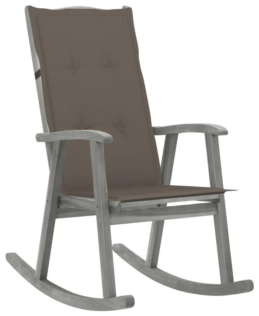 Balansoar cu perne, gri, lemn masiv de acacia 1, Gri taupe, 120 x 50 x 4 cm