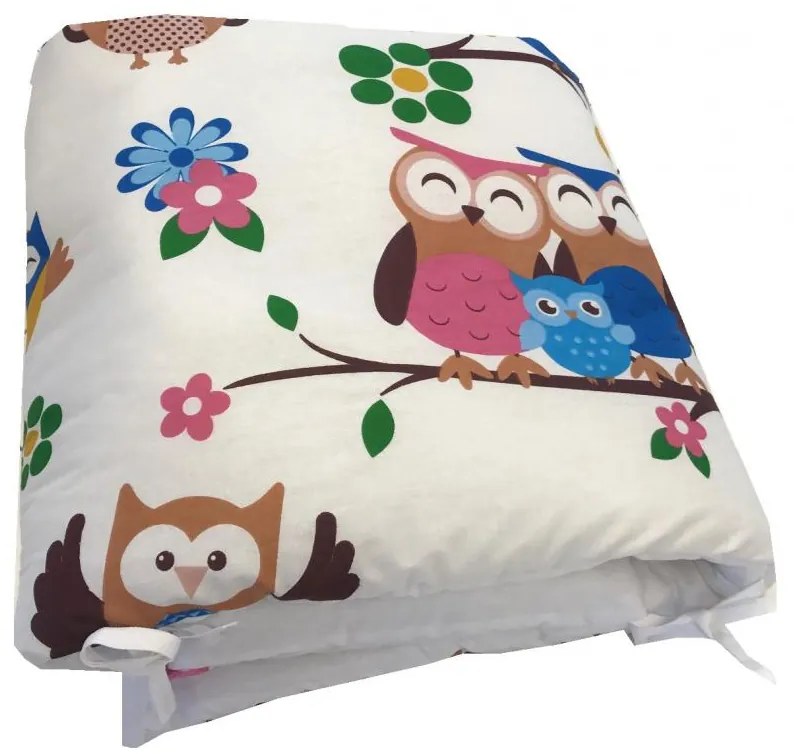 Set de aparatori pufoase h39 pat 140x70 cm DeLuxe Bufnite cu maro
