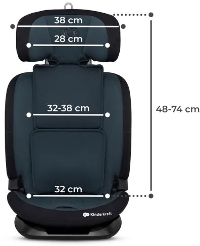 Scaun auto KINDERKRAFT ONETO 3 i-Size (76-150 cm) + Isofix Graphite black