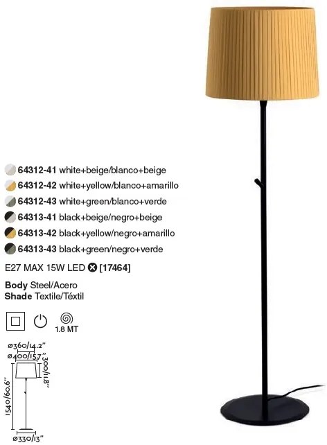 Lampadar / Lampa de podea modern design elegant SAMBA negru/verde 64313-43