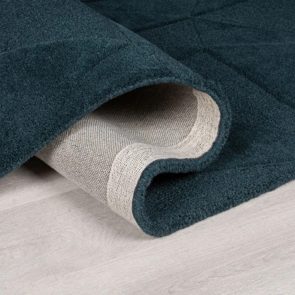 Covor albastru-verde țesut manual rotund din lână ø 160 cm Shard Teal – Flair Rugs
