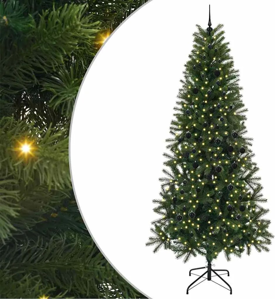 vidaXL Brad de Crăciun artificial cu 300 LED Verde 240 cm PE și PVC