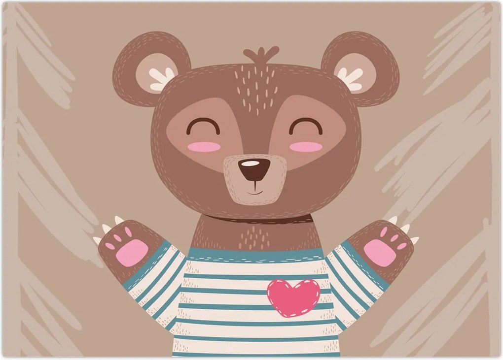 Tablou - Ursuleț de pluș în tricou cu dungi (70x50 cm)