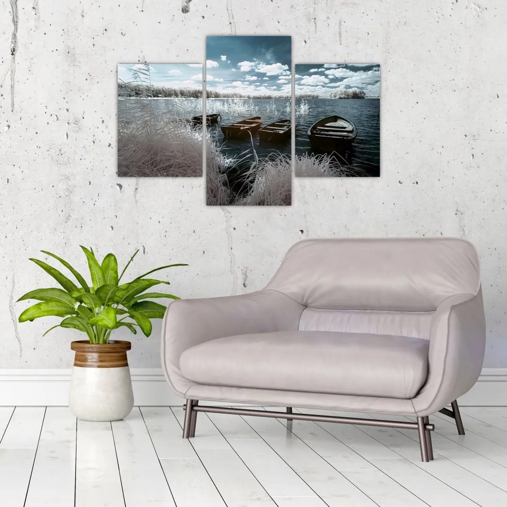 Tablou - Bărci de lemn pe lac (90x60 cm)