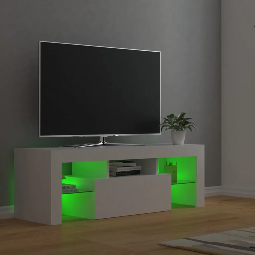 Comoda TV cu lumini LED, alb, 120x35x40 cm 1, Alb