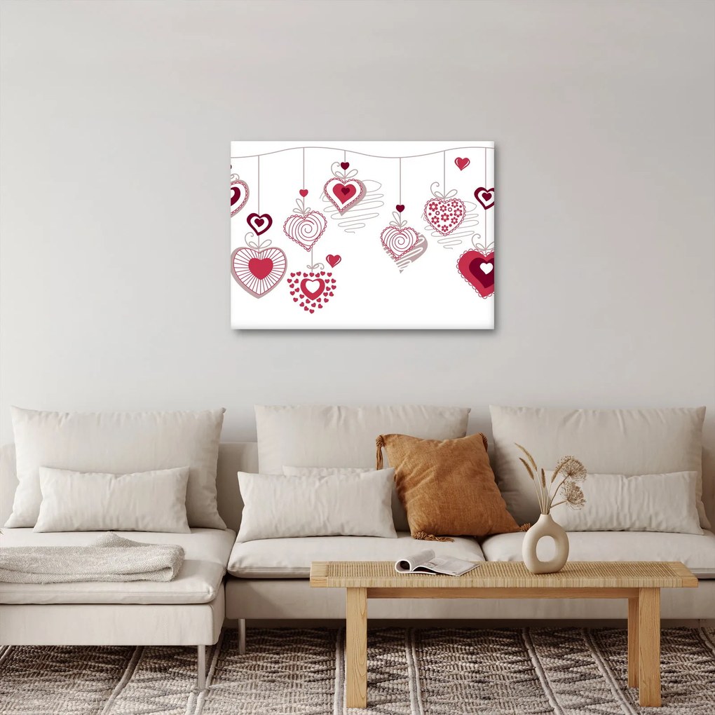 Tablou cu inimiore pictate (70x50 cm)