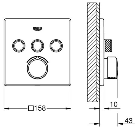 GROHE 29149000 - Placă de acoperire pentru baterie încastrată SMARTCONTROL 158 × 158 mm crom