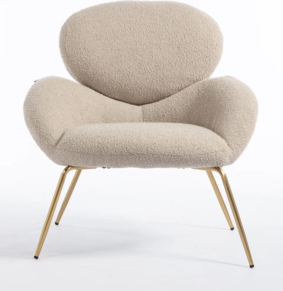 HR2045 Scaun Latte Boucle cu Bază Aurie