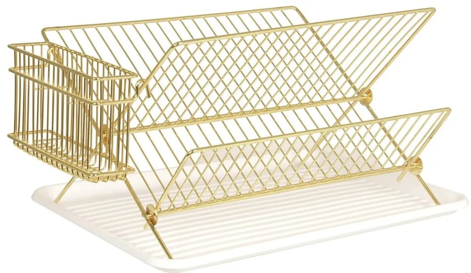 Suport pentru scurs vase Present Time Rack, auriu