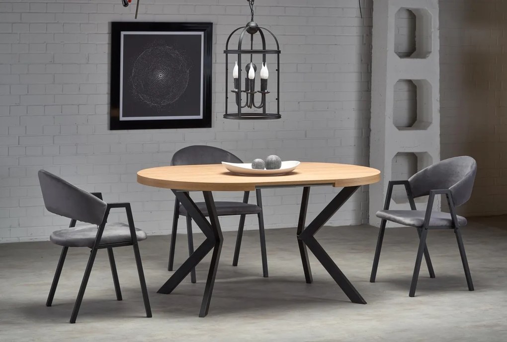 Masa extensibila Peroni stejar auriu/negru – L100-250 cm
