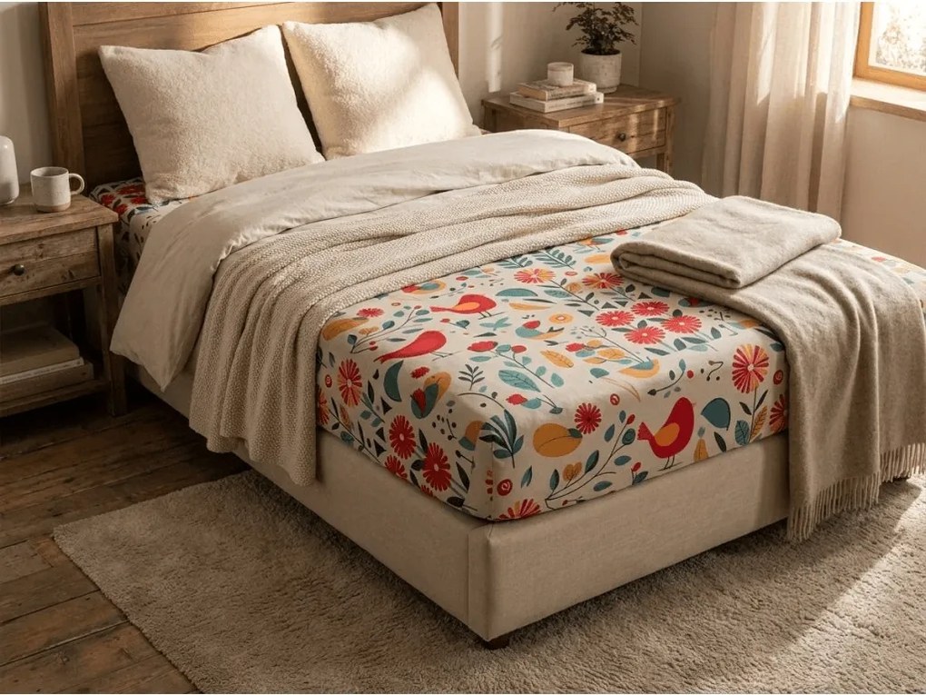 Cearsaf din microfibra RETRO BIRD colorat 90x200 cm