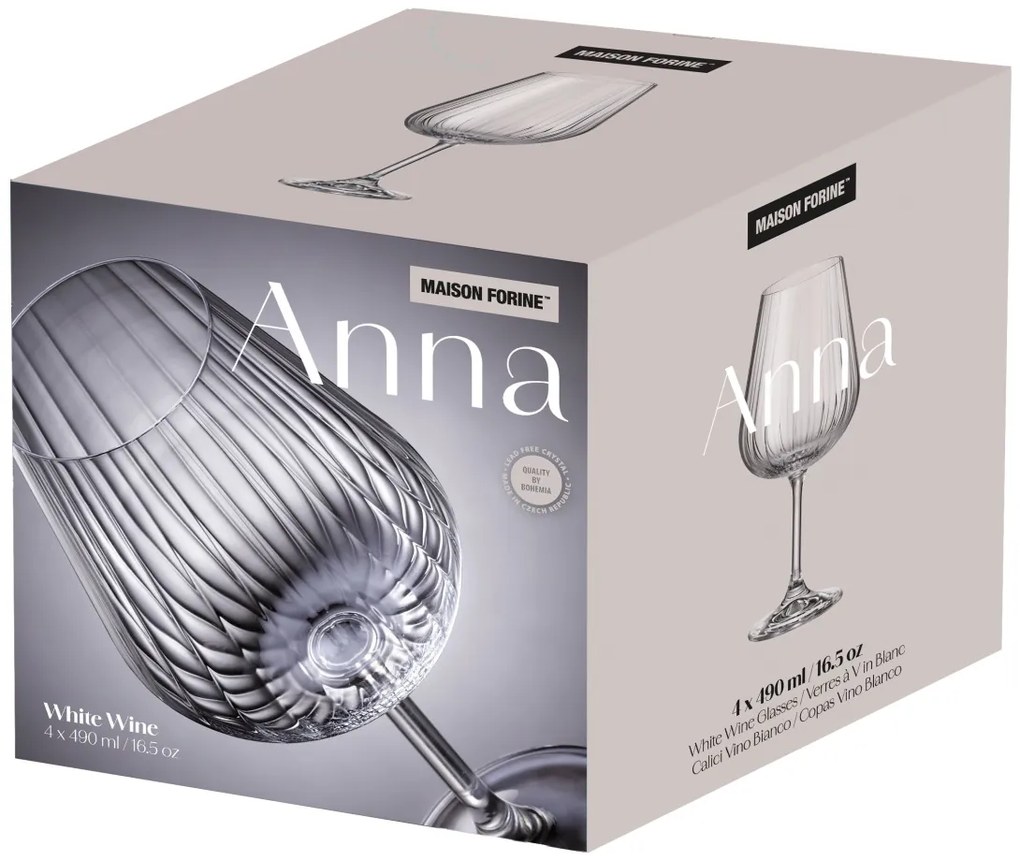 Set 4 pahare vin alb 490ml, Anna