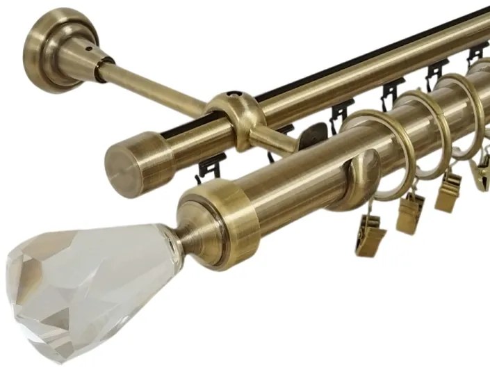 Galerie dubla crystal cone , teava neteda si profil,grosime 25 si 19mm, aur antic (Alege marime: 280 cm)