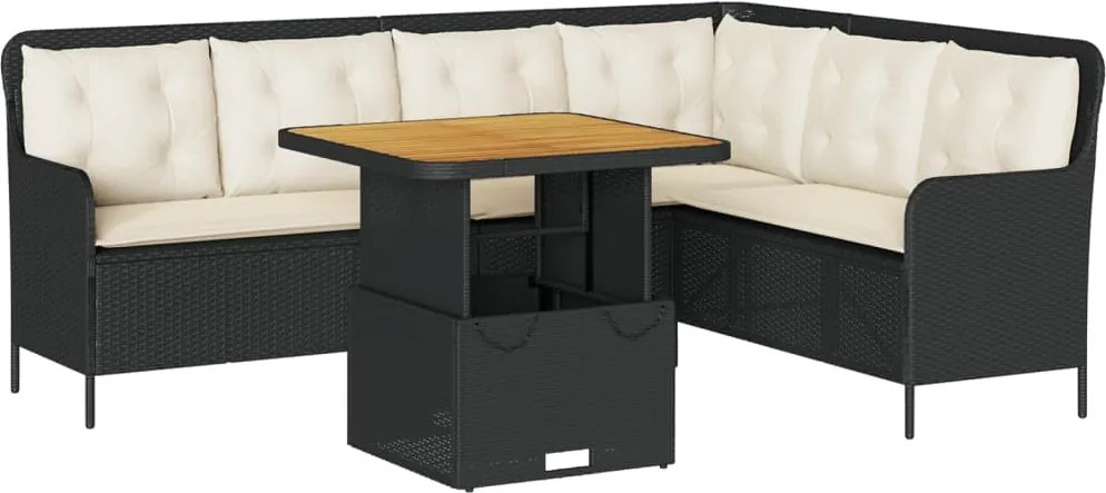 vidaXL Set canapele de grădină cu perne, 2 piese, negru, poliratan