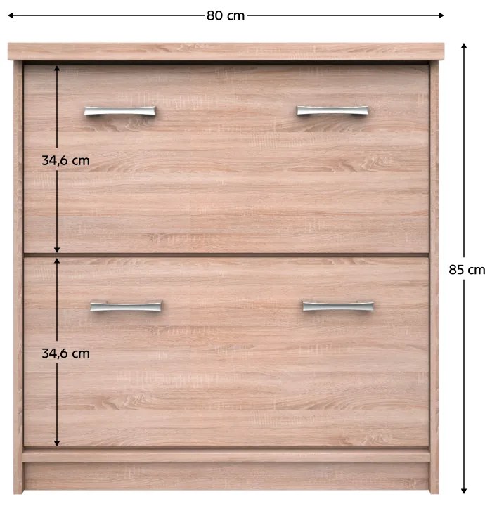 Dulap pentru pantofi TOPTY 2K tip 25, stejarSonoma