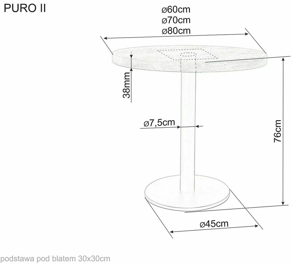 Masa de sufragerie neagra cu blat de stejar PURO II fi 60