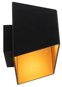 Aplica moderna neagra cu interior auriu dreptunghiular - Alone