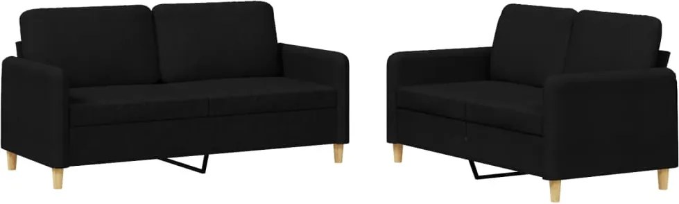 vidaXL Set de canapele cu perne, 2 piese, negru, textil