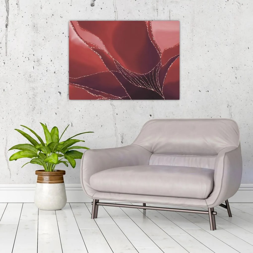 Tablou pe sticlă - Floare abstractă roșie N⁰2 (70x50 cm)