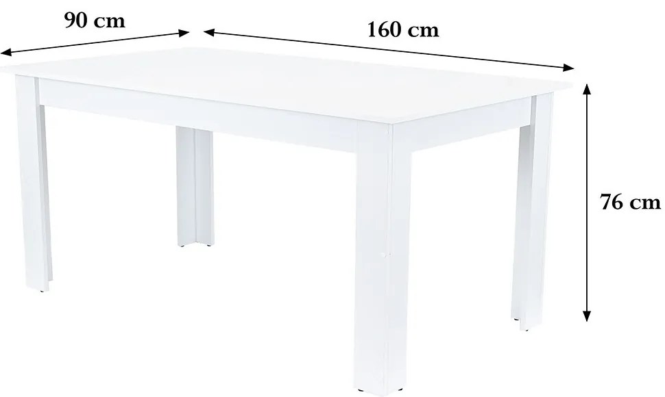 Masă de dining Yorki Standard 160x90 cm albă