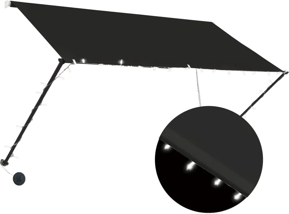 vidaXL Copertină retractabilă cu LED, antracit, 250 x 150 cm
