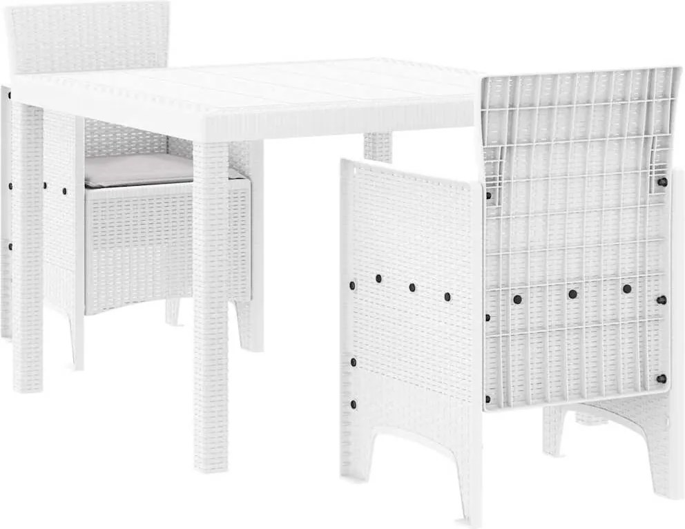 vidaXL Set de masă pentru grădină 3 pcs Alb Polipropilenă