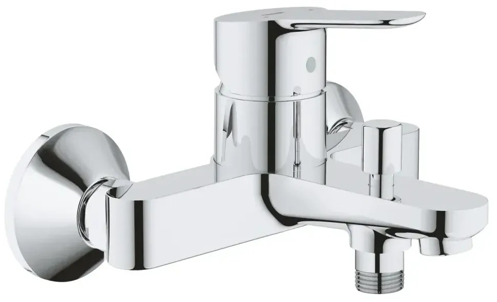 Set baterie cada si baterie lavoar Grohe BauEdge cu accesorii baie Grohe Essentials, crom lucios