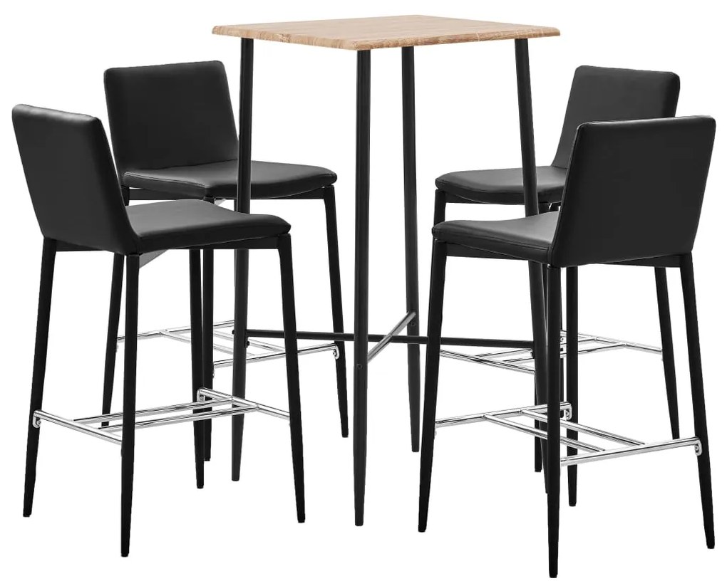 Set mobilier de bar, 5 piese, negru, piele ecologica Negru, 5