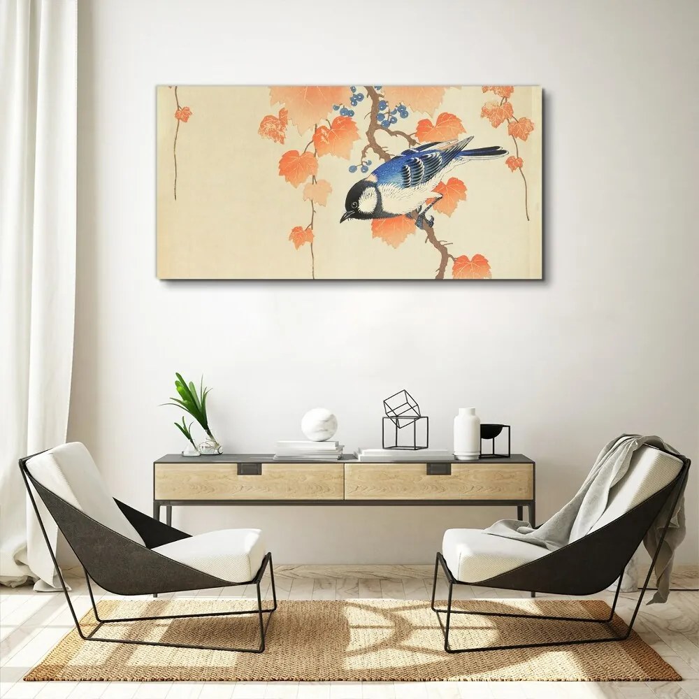 Tablou canvas ramuri frunze animale pasăre