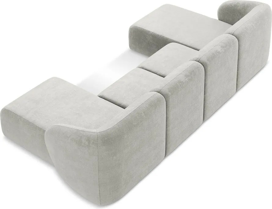 Colțar gri deschis cu tapițerie din chenille (în formă de "U") Lani – Makamii