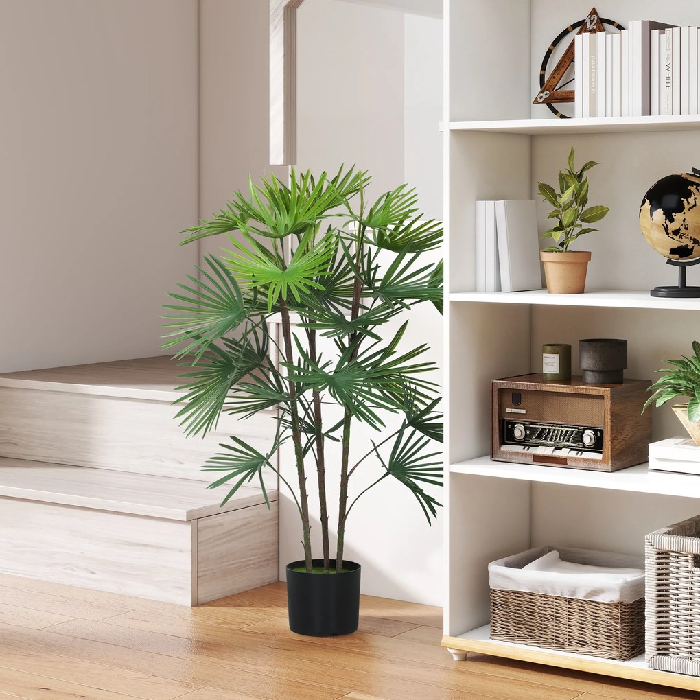 HOMCOM Plantă artificială de 90 cm din plastic verde cu ghiveci de Ø16.5x13.5 cm | Aosom Romania