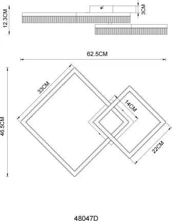 Globo 48047D - Plafonieră LED ZARA LED/24W/230V 3000K 46,5x62,5 cm
