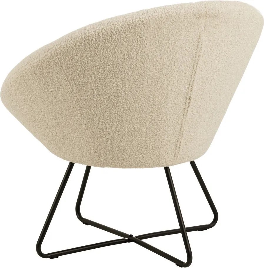 Fotoliu cu tapițerie din lână sintetică Actona Center, alb - crem