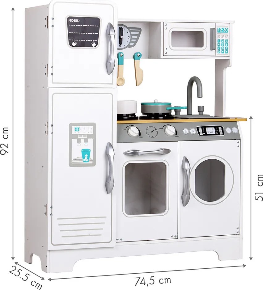 Bucătărie din lemn pentru copii cu echipamente de uz casnic