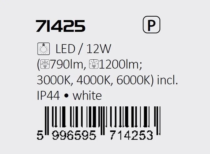 Plafoniera pentru baie, Protectie IP44 Alenzo D-25,5cm alba