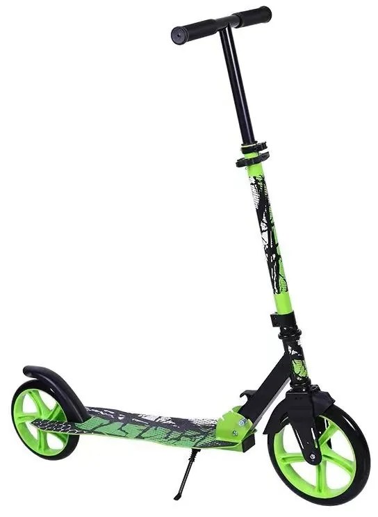 Trotineta copii si adolescenti NOVOKIDS™ Funky Camo PRO, Maxim 100 kg, Functie Super Brake, Diametru roata fata 230 mm, Verde Camuflaj