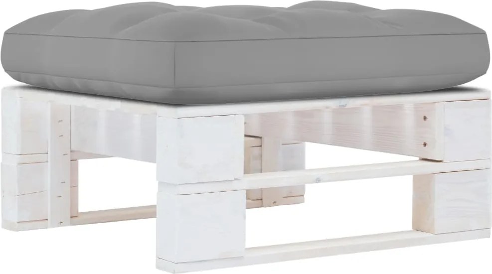 vidaXL Otoman din paleți de grădină, alb, lemn de pin tratat