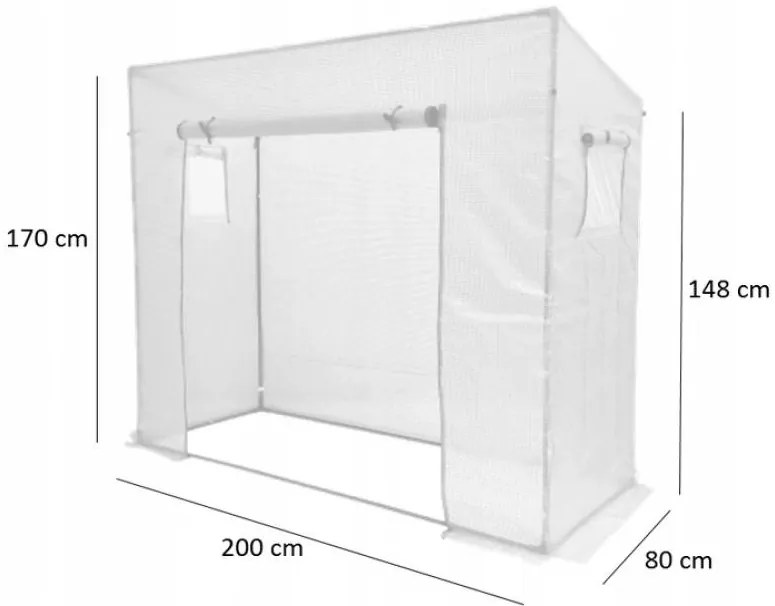 Solar practic pentru grădină cu dimensiuni de 200 x 80 x 170/148 cm