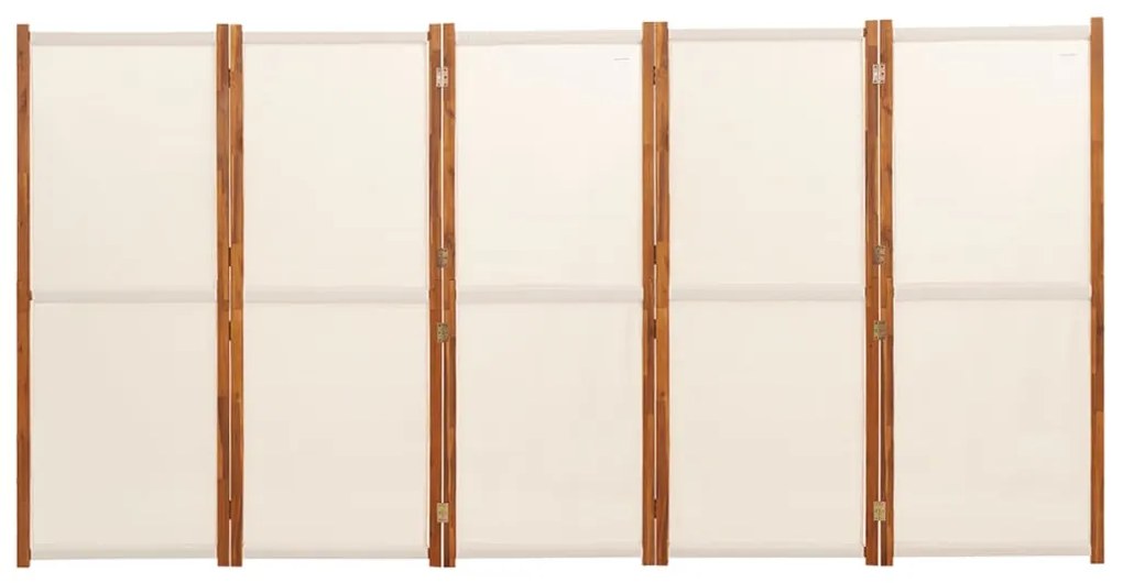 Paravan de camera cu 5 panouri, alb crem, 350x180 cm Alb crem, 350 x 180 cm, 1
