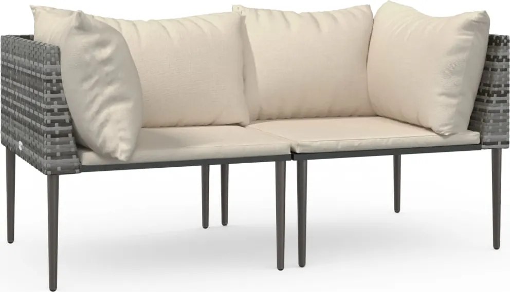 vidaXL Canapele de colț de grădină cu perne, 2 buc., gri, poliratan