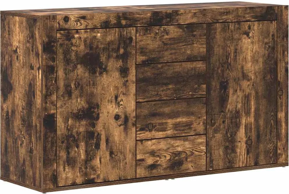 vidaXL Bufet cu sertar Stejar fumuriu 120 x 36 x 69 cm Lemn compozit