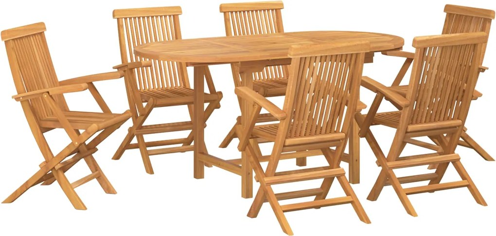 vidaXL Set de masă pentru grădină 7 pcs Maro Lemn solid de tec