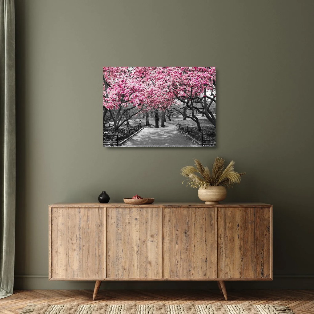 Tablou pe sticlă copacului magnolie (70x50 cm)